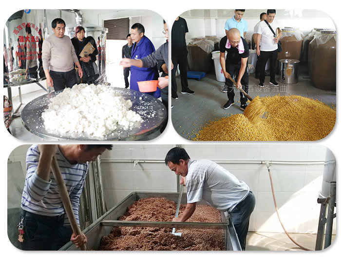 用全套釀酒設(shè)備蒸餾，裝甑時為什么要“輕撒勻鋪”？-05-客戶在雅大酒廠實操