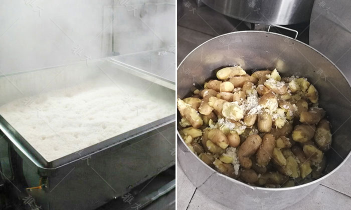 糯米、土豆分開蒸熟